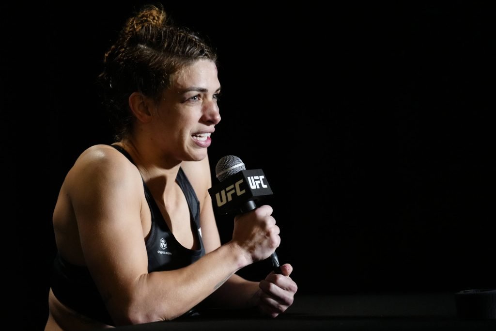 May 20, 2023, LAS VEGAS, LAS VEGAS, NV, United States: LAS VEGAS, NV - May 20: Mackenzie Dern speaks with the press following the event at UFC Apex for UFC Vegas 73 - Dern vs Hill - Event on May 20, 2023 in LAS VEGAS, United States. LAS VEGAS United States - ZUMAp175 20230520_zsa_p175_095 Copyright: xLouisxGrassex